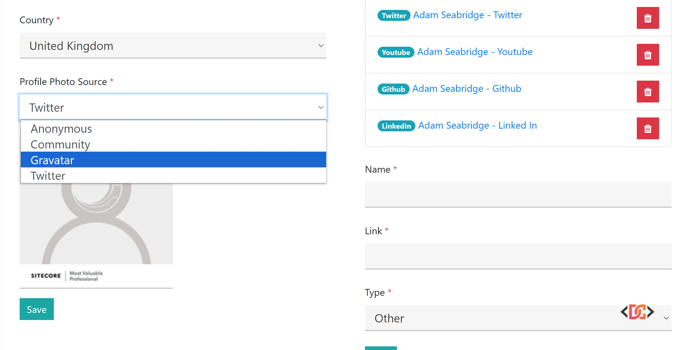 MVP Profile Settings